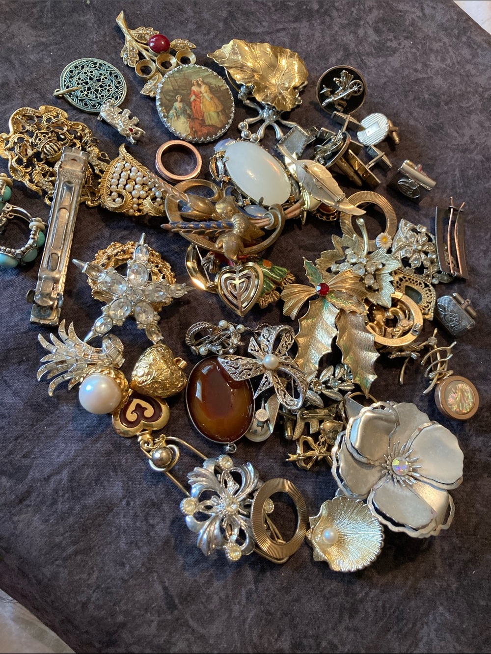 Junk Drawer Jewelry Lot Cufflinks Brooches Pins Earrings Pendants etc